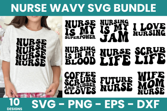 10 Nurse Wavy SVG Bundle