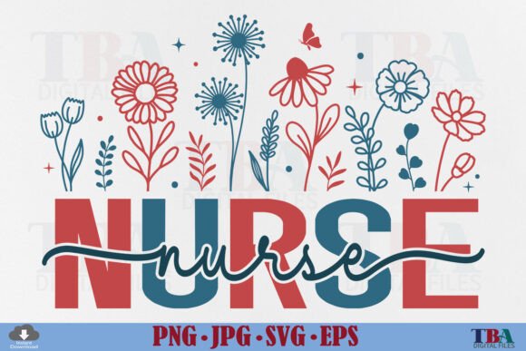 4th of July Nurse Floral SVG, Usa Flower