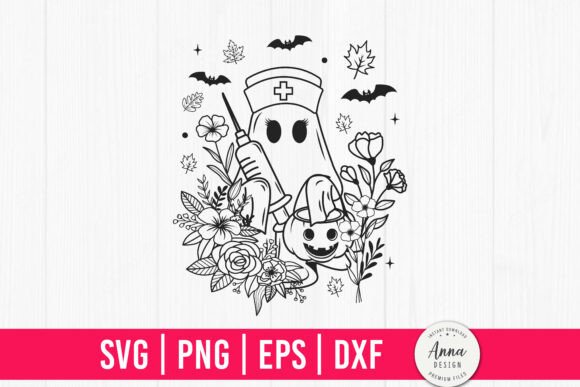Halloween Floral Nurse Ghost SVG