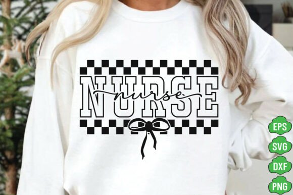 Nurse Checkered Coquette Bow SVG