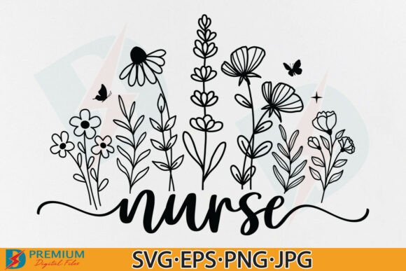 Nurse Floral Nurse Flower SVG PNG Design