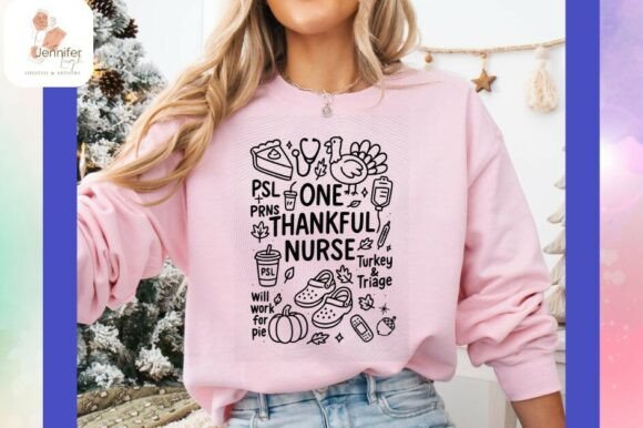 Thanksgiving Doodle Nurse PNG SVG
